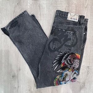 Ed Hardy Dark Gray Baggy Pants